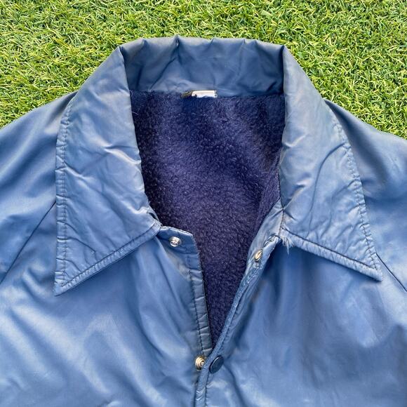 Men's 1970's Vintage Navy Blue Fleece Lined Coach's Jacket - Picture 2 of 5